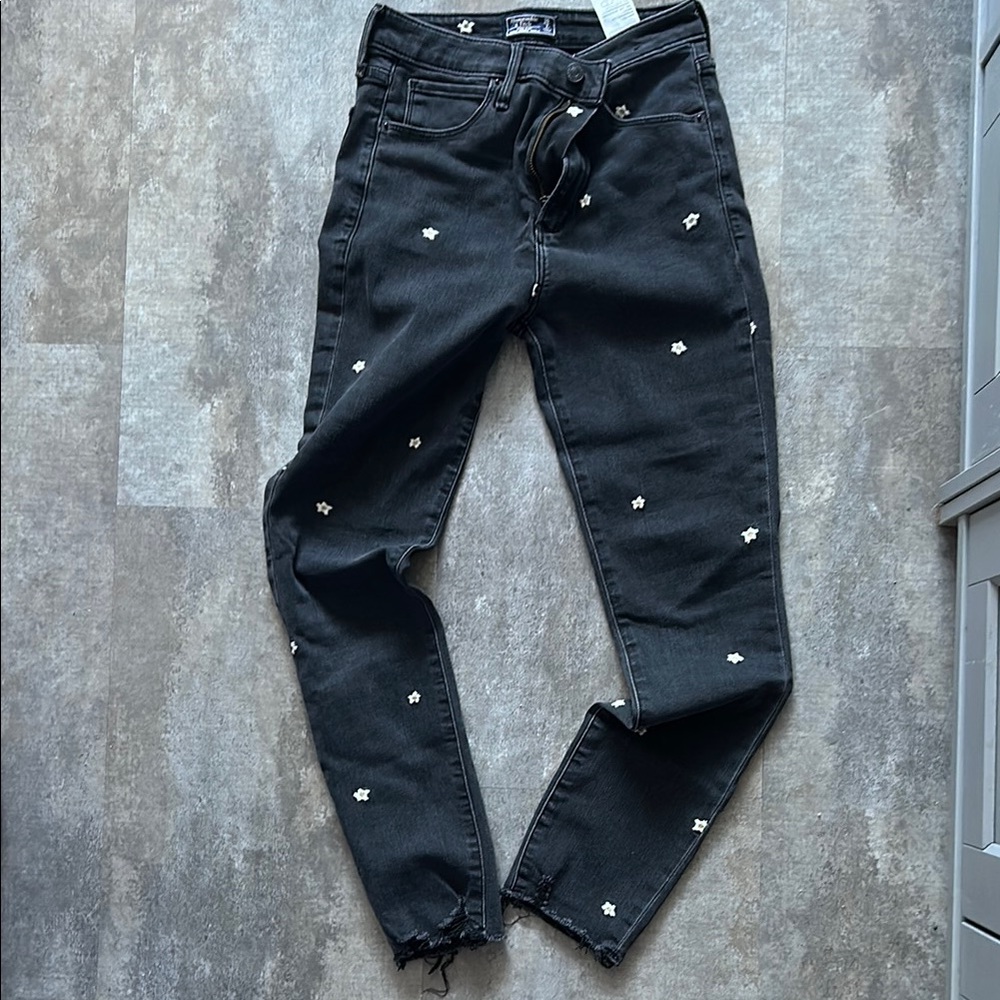 Black Floral Women's Jeans